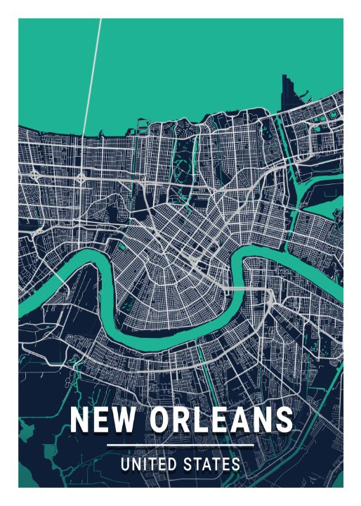 New Orleans - United States Blue Dar - Tien Stencil - Digital Art & AI ...