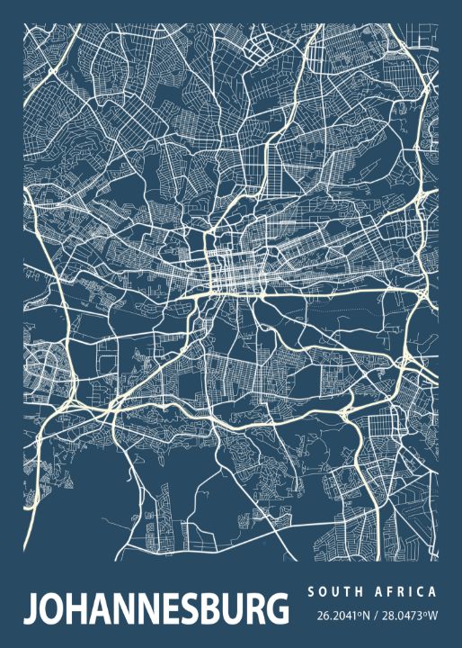 Johannesburg South Africa Blueprin Tien Stencil Digital Art & AI, Landscapes & Nature