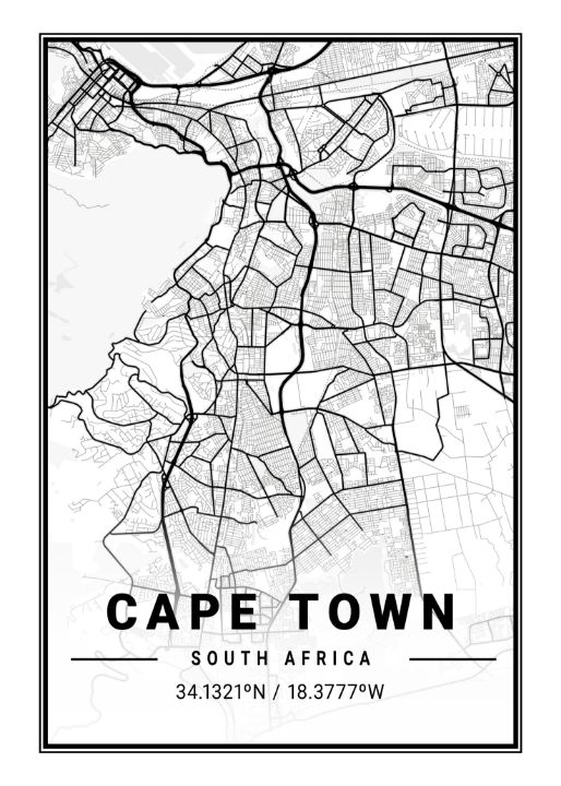 Cape Town South Africa Light City Tien Stencil Digital Art, Landscapes & Nature