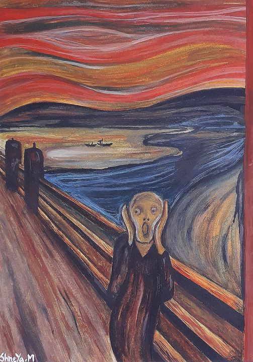 "The Scream"by Edvard Munch Painting - Colour Trails by Shreya