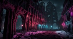 Solstice Victorian Ruins at Night - ShaneSparrowArt