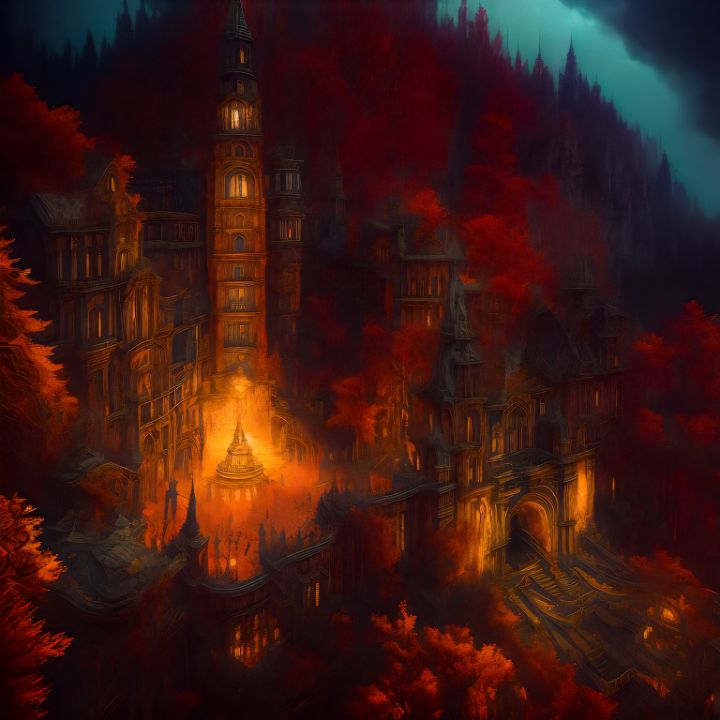 Hidden Mountainside Town in Autumn - ShaneSparrowArt