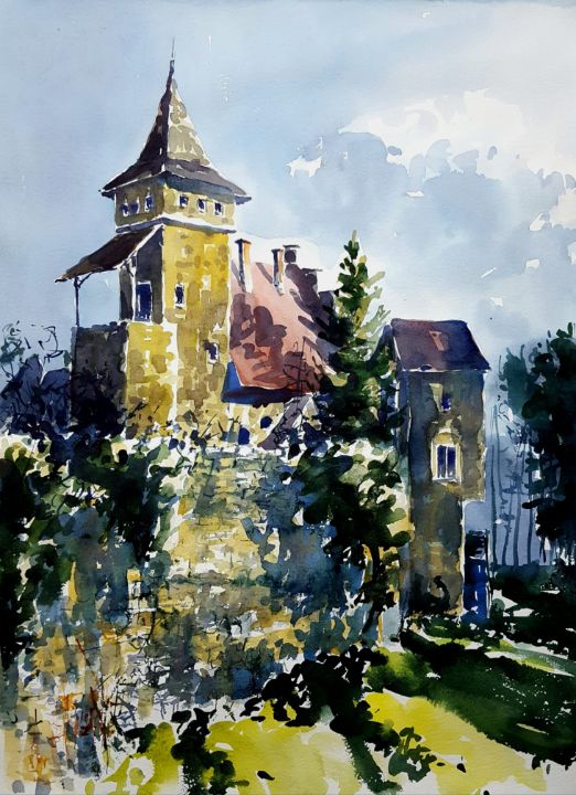 Castle - Aquarelle - Paintings & Prints, Buildings & Architecture ...