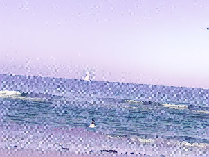 Masquerade Purple Sailboat Seagull - Sunshine’s Art Gallery