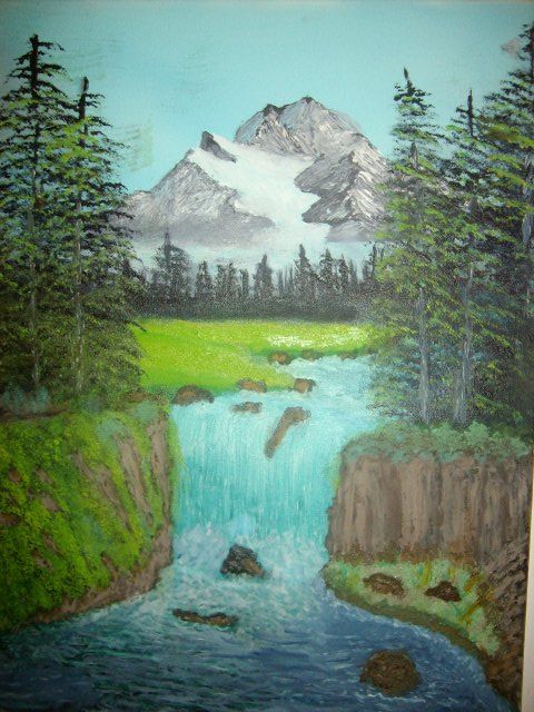 Mountain Waterfall JKHughesPaints Paintings Prints