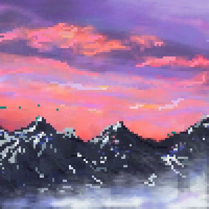 Sunset on the mountains (Pixel art) - Linse
