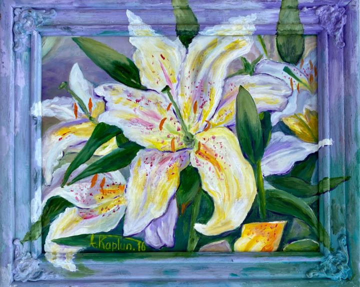 Lilies Painting| Acrylic Painting | Handpainted Acrylic Painting | Acrylic on Canvas | Framed Paintings cheapest Art | Hanpainted Art