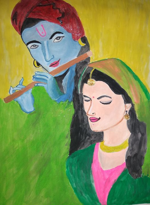 ArtStation - Radha krishna watercolor painting