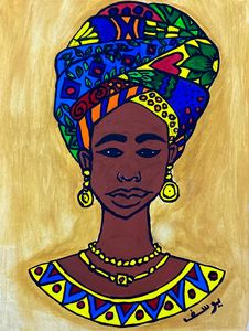 African woman acrylic painting canva