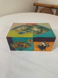 Rice Paper Decoupage Fan Box - Ruth F. Young