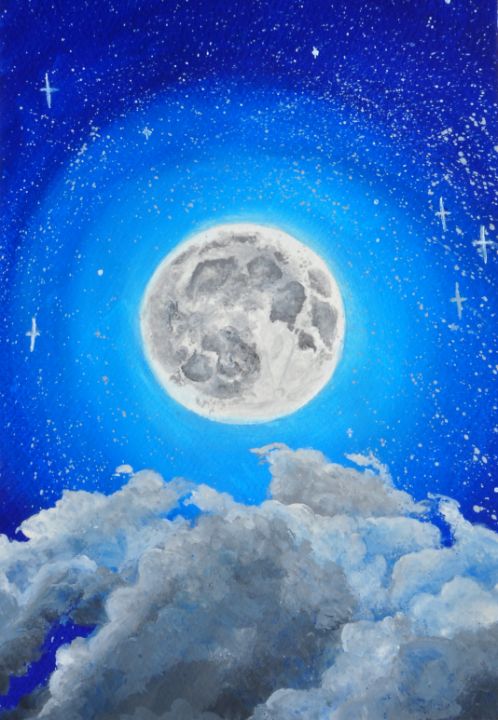 Lonely moon in the sky - HuesbyShipra
