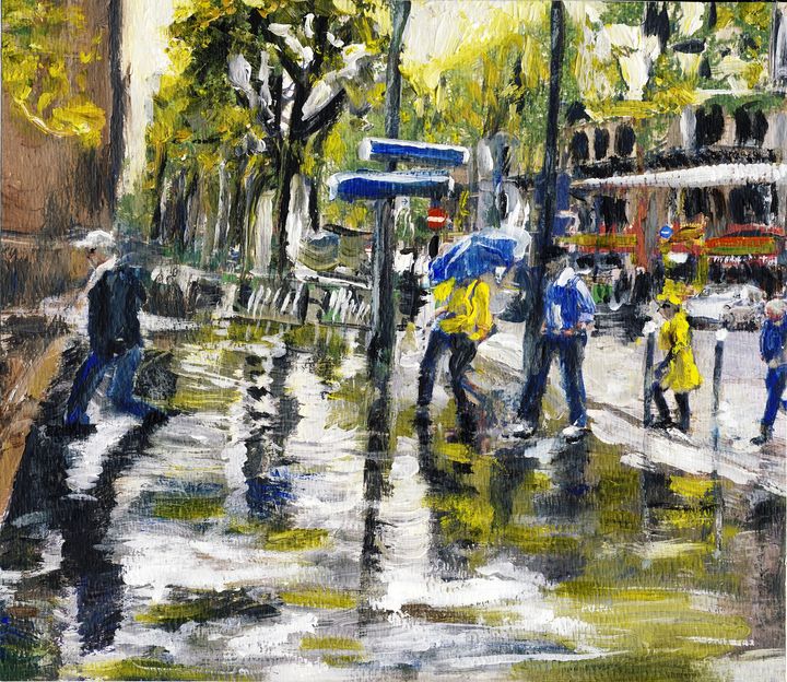 Paris Street Sketch in The Rain - Randy Sprout Fine Art