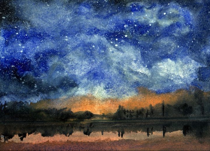 Fires Across The Lake Tonight - Randy Sprout Fine Art