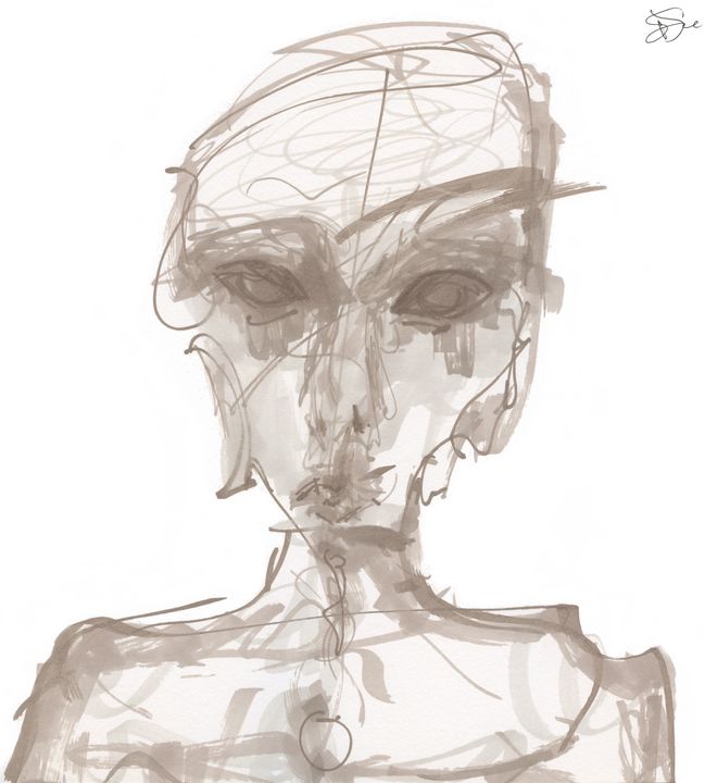 Gray Alien Portrait (Untitled) - Accento