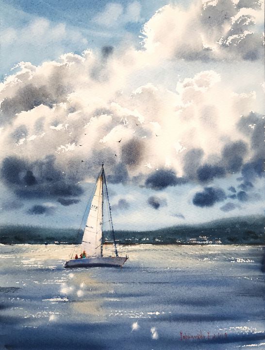 Sailboat and clouds - Eugenia Gorbacheva