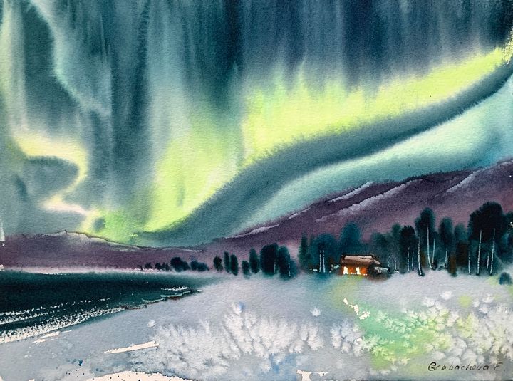 Aurora borealis 5 Eugenia Gorbacheva Paintings Prints