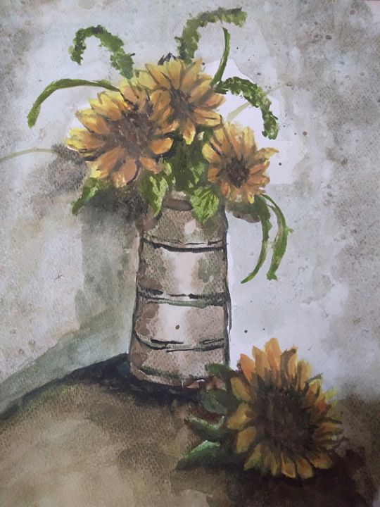 Messy Sunflowers Watercolor - Mannette Aquino