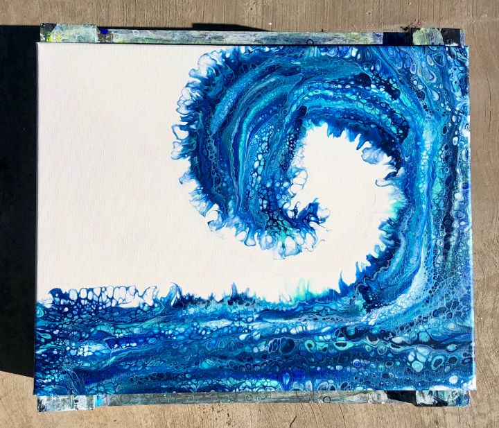 Original ocean wave painting - TrippyPaintPour