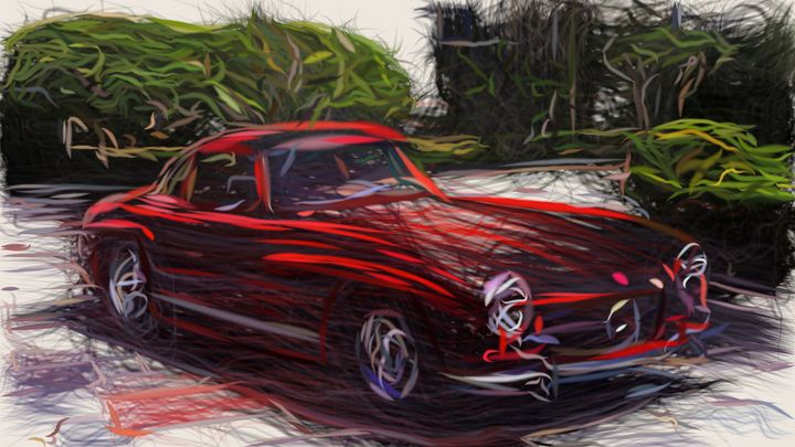 1954 Mercedes Benz 300 SL Gullwing I - CarsToon - Digital Art & AI ...