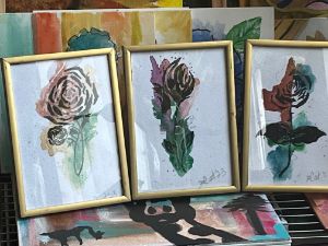 Watercolor and Ink Flowers Framed - Graces
