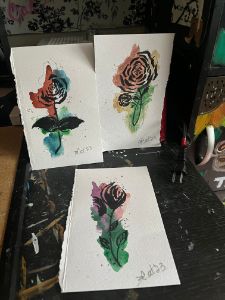 Watercolor &Ink  Flowers - Graces