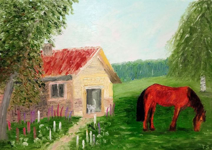 The horse in the farm - Art from Tany Sopikova