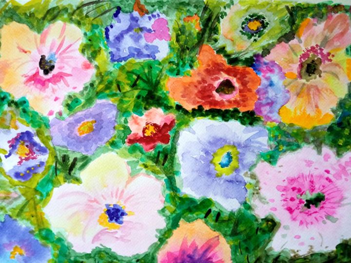 Boho floral painting - Art from Tany Sopikova