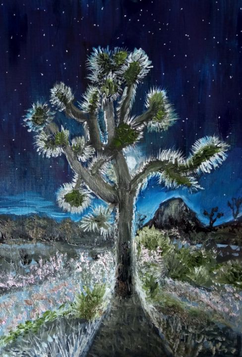 Joshua tree in moonlight - Art from Tany Sopikova