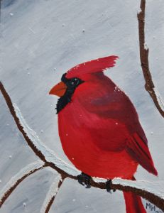 Winter Cardinal - Blue Horse Fine Art Co. - Paintings & Prints, Animals,  Birds, & Fish, Birds, Cardinals - ArtPal