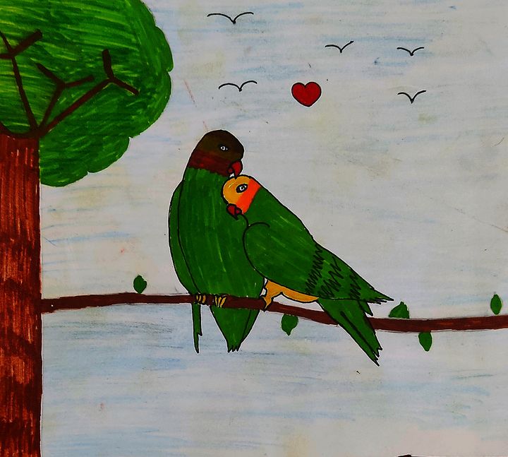 Little Lovebirds Sketch I by Rebecca Lardner | Trent Galleries