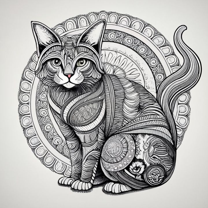 Cat Mandala Art - GalleryHaven - Digital Art, Animals, Birds