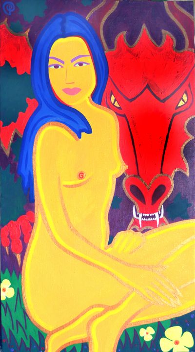 Woman with a dragon - Margarita Felis