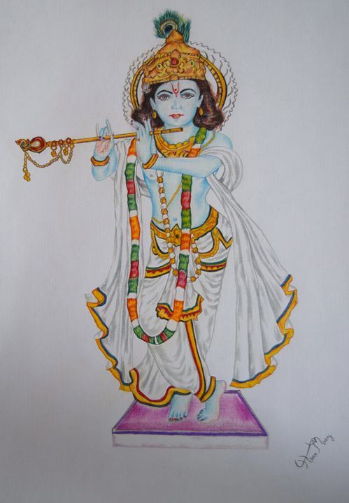 Lord Krishna Color Drawing