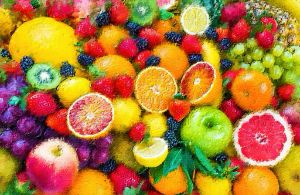 Fruits on canvas