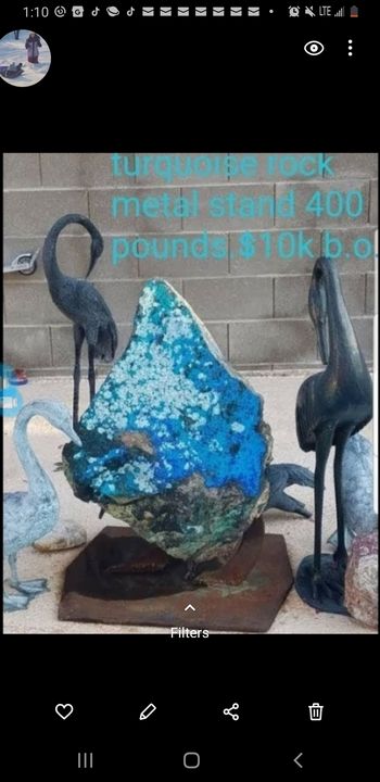 300 lb turquoise Boulder metal stand - Art and Jewelry Estate Buyers