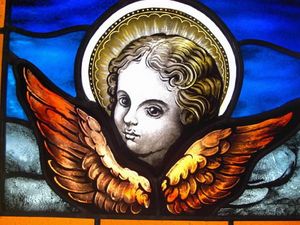 Cherub Angel Painted Stained Glass GabrielStudiosArt