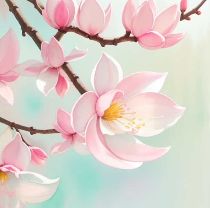 Magnolias blooming tree - imaginart