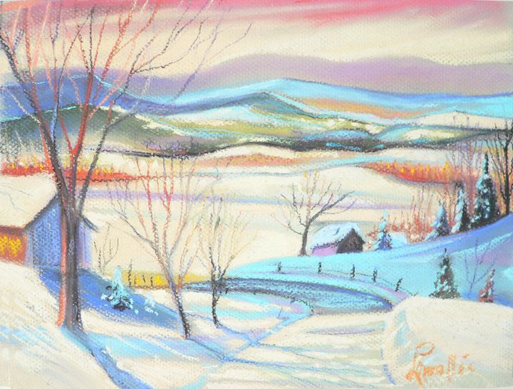 A pastel winter scenery - imaginart - Paintings & Prints ...