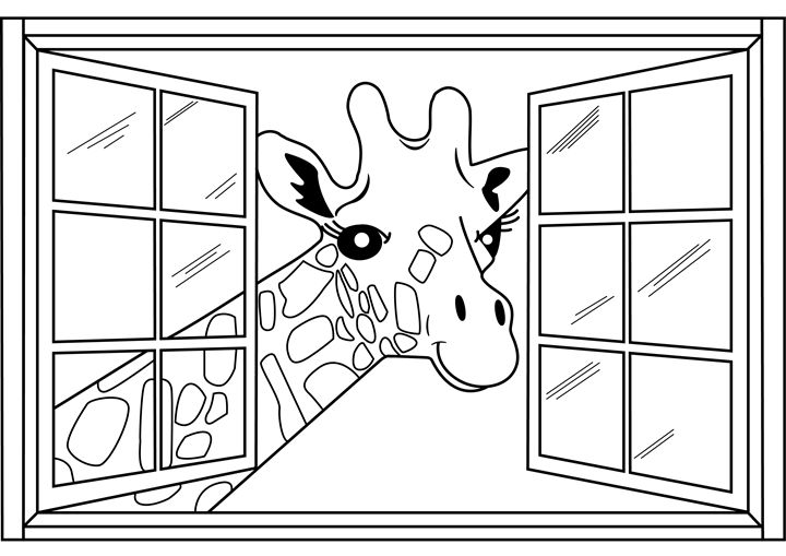 Download Giraffe Coloring Page Clyde C Drawings Illustration Animals Birds Fish Giraffes Artpal