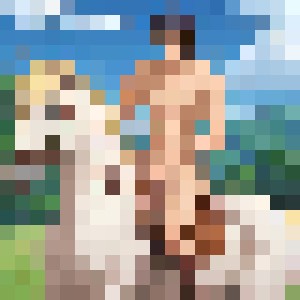 Young Nude Man on White Horse - Dan Decibel - Digital Art & AI, People