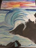 Chalk Pastel, 'Serenity', 11x 14 - Kari Nance - Drawings & Illustration,  Landscapes & Nature, Beach & Ocean, Waves - ArtPal