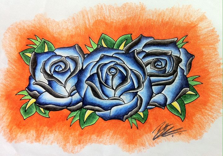 blue roses drawings