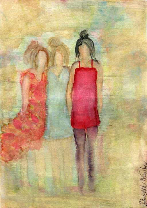 Three sister from the 80 s Yevette Newlin Paintings Prints