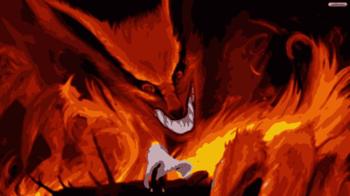 Nine tails fox in naruto - pokemon art print
