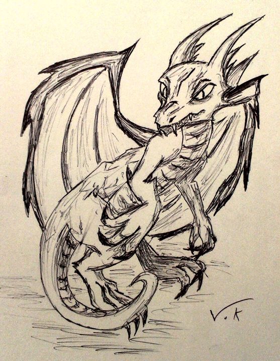 Dragon Pen Drawing - RL Illustrations - Drawings & Illustration, Fantasy &  Mythology, Magical, Dragons & Beasts - ArtPal