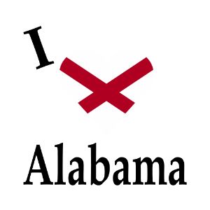 I Love Alabama Flag Heart