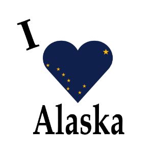 I Love Alaska Flag Heart