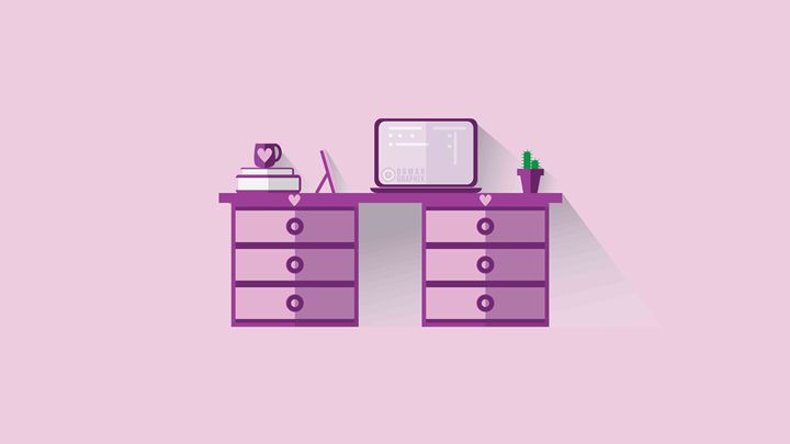 Girls room pink Flat design -  Oomargraphix