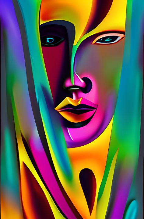 Lucid neon cubism art - Dean Lincoln Hargrove - Digital Art, Abstract ...