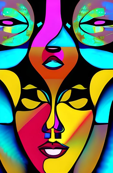 Lucid neon cubism art - Dean Lincoln Hargrove - Digital Art, Abstract ...